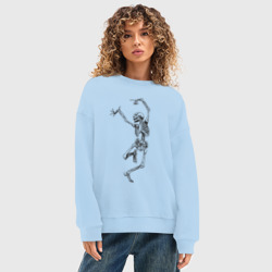 Женский свитшот oversize без начеса хлопок Хеллоуин - скелет и балет - фото 2