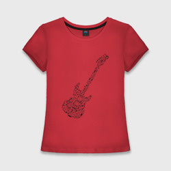 Женская футболка хлопок Slim Гитара из нот