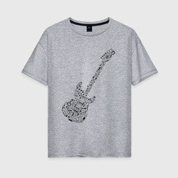 Женская футболка хлопок Oversize Гитара из нот