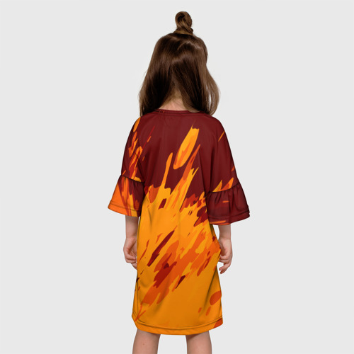 Детское платье 3D с принтом Лава - брызги, вид сзади #2