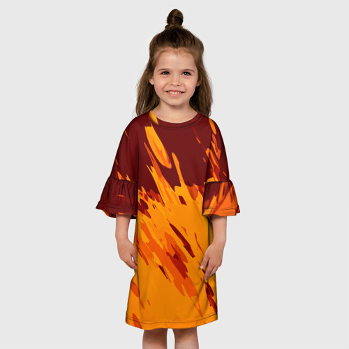 Детское платье 3D с принтом Лава - брызги, вид сбоку #3