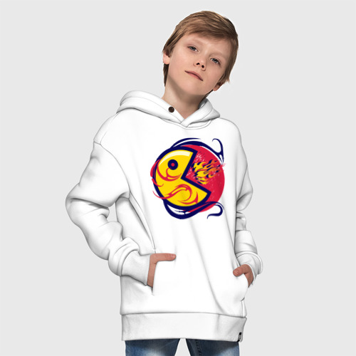 Детское худи Oversize хлопок Pacman из ретро игры извергает пламя - фото 9