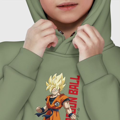 Детское худи Oversize хлопок Dragon Ball - Goky Son, цвет авокадо - фото 7