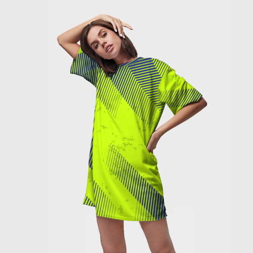 Платье-футболка 3D Green sport style, цвет 3D печать - фото 3