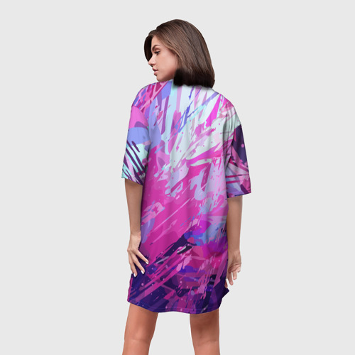Платье-футболка 3D Фиолетовые оттенки, цвет 3D печать - фото 4