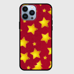 Золотые звезды и елки на красном – Чехол для iPhone 13 Pro Max с принтом купить