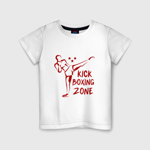 Детская футболка из хлопка с принтом Зона Кикбокса, вид спереди №1