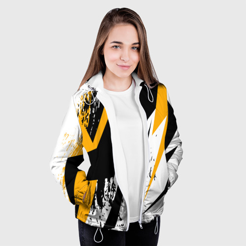 Женская куртка 3D Гоночная абстракция, цвет белый - фото 4