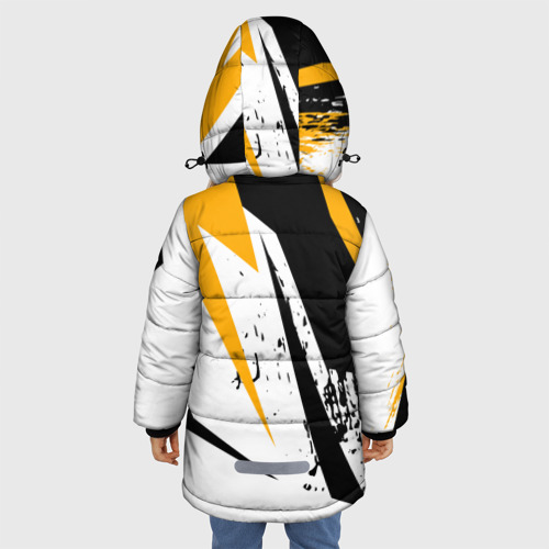 Зимняя куртка для девочек 3D Гоночная абстракция, цвет черный - фото 4