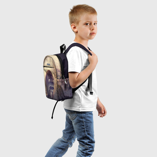 Детский рюкзак 3D с принтом Любопытный енот, вид сзади #1