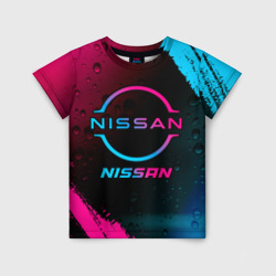 Детская футболка 3D Nissan - neon gradient