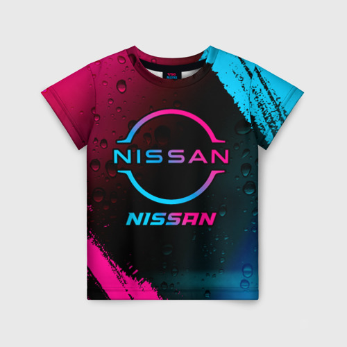 Детская футболка 3D Nissan - neon gradient, цвет 3D печать