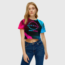 Женская футболка Crop-top 3D Nissan - neon gradient - фото 2