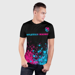 Мужская футболка 3D Slim Atletico Madrid - neon gradient: символ сверху - фото 2