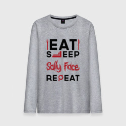 Мужской лонгслив хлопок Надпись: eat sleep Sally Face repeat