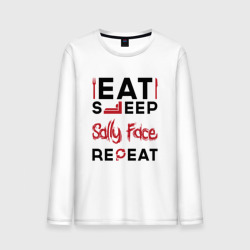 Мужской лонгслив хлопок Надпись: eat sleep Sally Face repeat