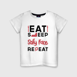 Детская футболка хлопок Надпись: eat sleep Sally Face repeat