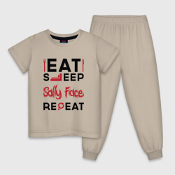 Детская пижама хлопок Надпись: eat sleep Sally Face repeat