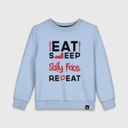 Детский свитшот хлопок Надпись: eat sleep Sally Face repeat