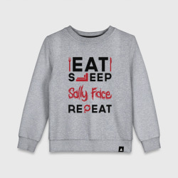 Детский свитшот хлопок Надпись: eat sleep Sally Face repeat