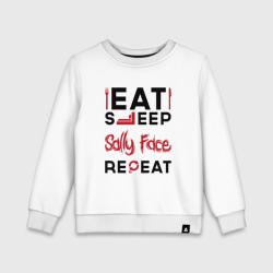 Детский свитшот хлопок Надпись: eat sleep Sally Face repeat