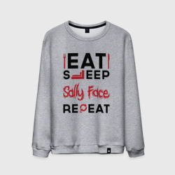 Мужской свитшот хлопок Надпись: eat sleep Sally Face repeat