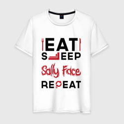 Мужская футболка хлопок Надпись: eat sleep Sally Face repeat