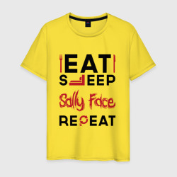 Мужская футболка хлопок Надпись: eat sleep Sally Face repeat