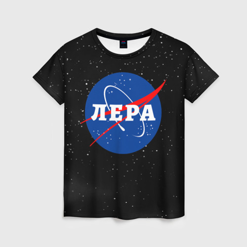 Женская футболка с принтом Лера НАСА космос, вид спереди №1
