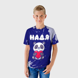 Детская футболка 3D Надя панда с сердечком - фото 2