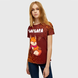 Женская футболка 3D Варвара осенняя лисичка - фото 2