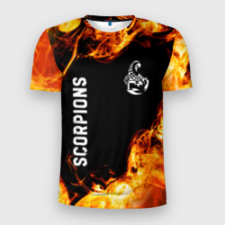 Мужская футболка 3D Slim Scorpions и пылающий огонь