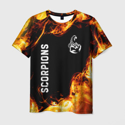 Мужская футболка 3D Scorpions и пылающий огонь