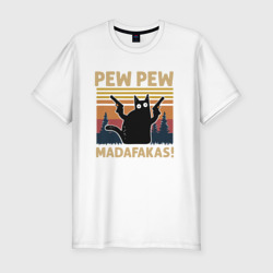 Мужская футболка хлопок Slim Кот с пистолетами - Madafakas