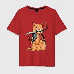 Мужская футболка хлопок Oversize Японский Кот Якудза