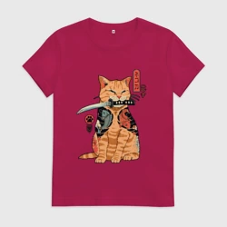 Женская футболка хлопок Японский Кот Якудза