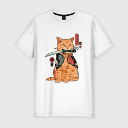 Мужская футболка хлопок Slim Японский Кот Якудза