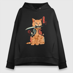 Женское худи Oversize хлопок Японский Кот Якудза