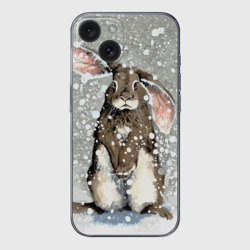 Чехол для iPhone 15 силиконовый с защитой камеры Кролик Снежок Милый