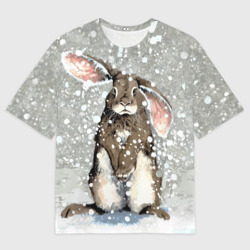 Женская футболка oversize 3D Кролик Снежок Милый