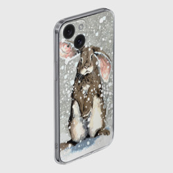 Чехол для iPhone 15 силиконовый с защитой камеры Кролик Снежок Милый - фото 2