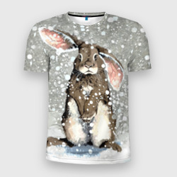 Мужская футболка 3D Slim Кролик Снежок Милый