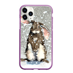 Чехол для iPhone 11 Pro Max матовый Кролик Снежок Милый