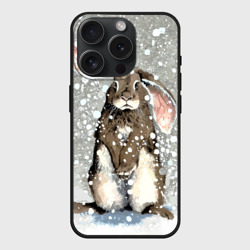 Чехол силиконовый для Apple iPhone 15 Pro матовый Кролик Снежок Милый