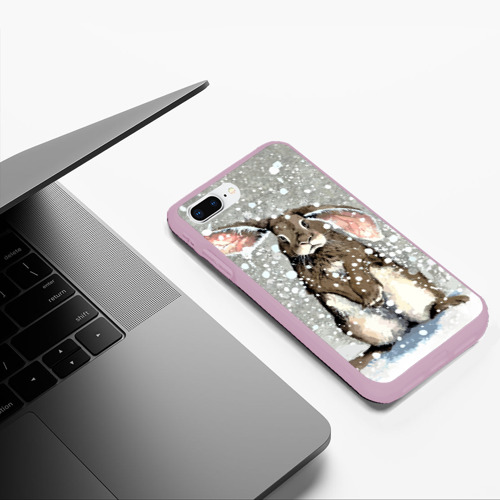 Чехол для iPhone 7Plus/8 Plus матовый Кролик Снежок Милый, цвет розовый - фото 5
