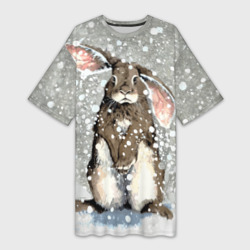 Платье-футболка 3D Кролик Снежок Милый