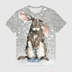 Мужская футболка 3D Кролик Снежок Милый