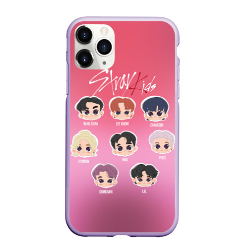 Чехол для iPhone 11 Pro матовый Chibi Stray Kids, цвет светло-сиреневый