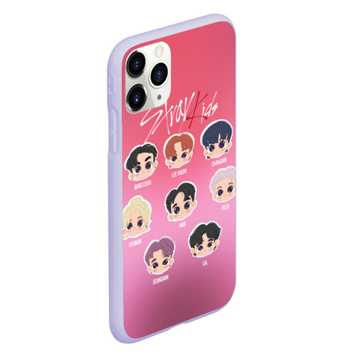 Чехол для iPhone 11 Pro матовый Chibi Stray Kids, цвет светло-сиреневый - фото 3