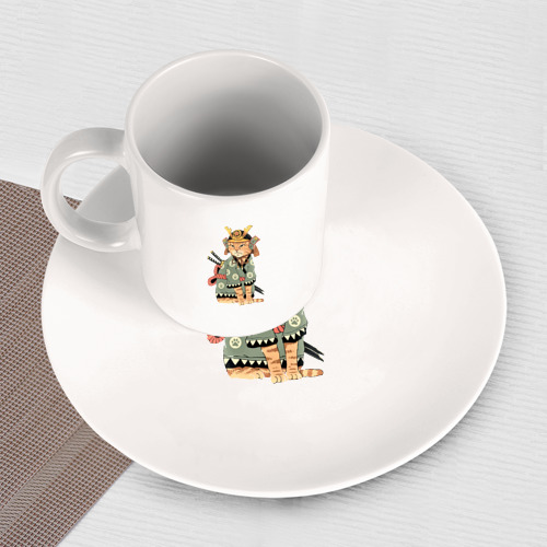 Набор: тарелка + кружка Рыжий кот якудза Самурай - фото 3